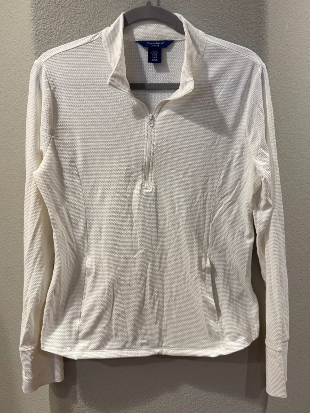 EUC white Tommy Bahama Active 1/4 zip textured pullover sweater Size XL